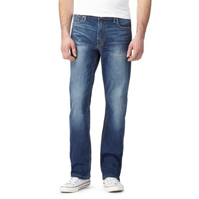 Levi's 504 stretch mid wash blue straight leg jeans